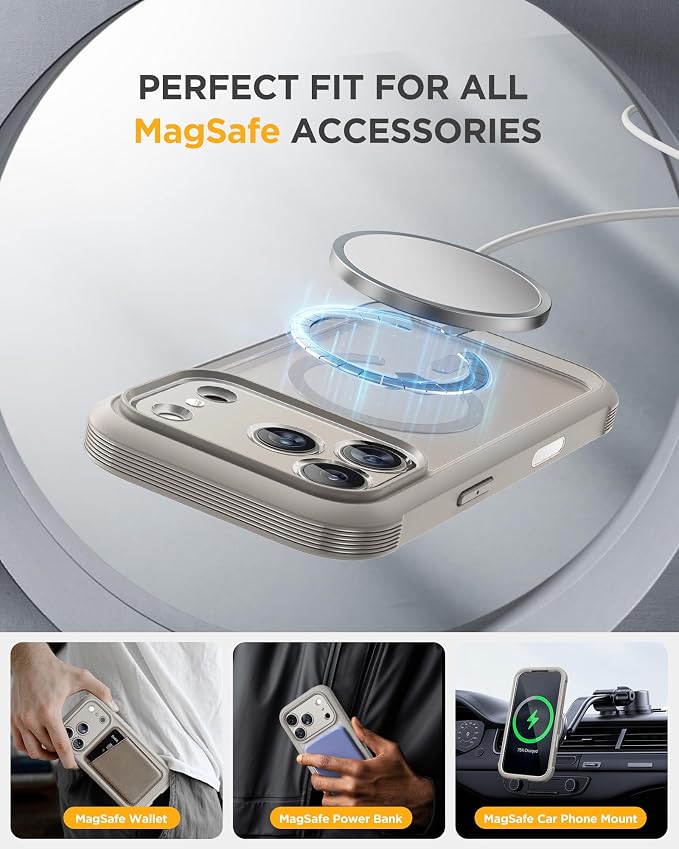 miracase for iPhone 17 Pro Privacy Series Case, Magsafe, Titanium | Built-in Privacy Screen Protector | 360° Full Protection | Colored Bezel & Clear Back | Shock-Absorbent | 6,3 Inch - Image 6