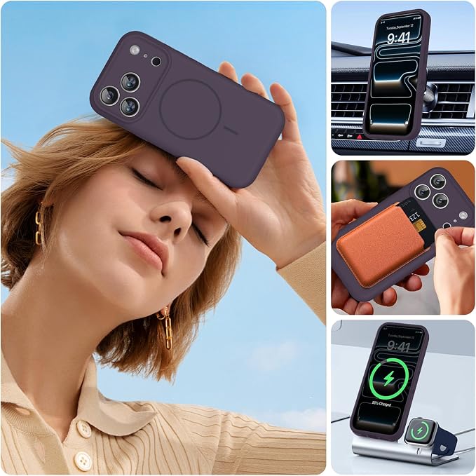 miracase Magnetic for iPhone 17 Pro Case, Compatible with MagSafe, Integrated Silicone Camera Control Cover, 3.0mm Thicken Shockproof Drop Protection Phone Case for 17 Pro,Dark Purple - Image 5
