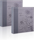 Artmag Photo Album 5x7 2 Packs Clear Pages Pockets Leather Cover Slip Slide in Photo Album Book Each Holds 100 Vertical 5x7 Photos Picture Book for Wedding Family (Grey) by Artmag