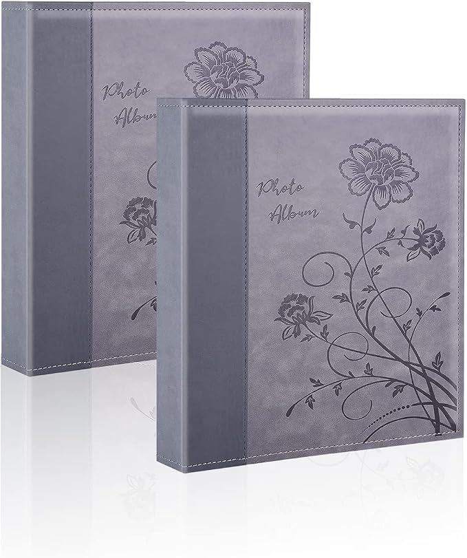 Artmag Photo Album 5x7 2 Packs Clear Pages Pockets Leather Cover Slip Slide in Photo Album Book Each Holds 50 Vertical 5x7 Photos Picture Book for Wedding Family (Grey) by Artmag