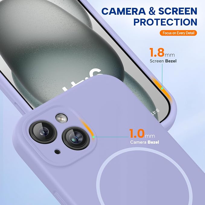 Miracase Silicone & Magnetic for iPhone 15 Plus Case, Light Purple | Compatible with MagSafe, Soft Microfiber Lining, Liquid Silicone Case Shockproof Drop Protection Phone Case for 15 Plus - Image 5