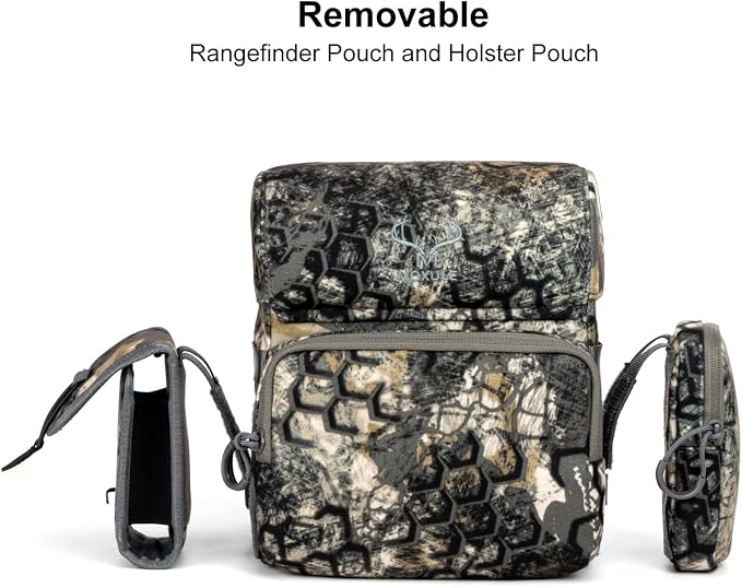 MOXULE Binocular Harness Chest Pack: Bino Case with Rangefinder Pouch XL | Silent magnetic lid, one-handed access, removable pouches, rain cover, MOLLE webbing for hunting hiking bird watching - Image 2