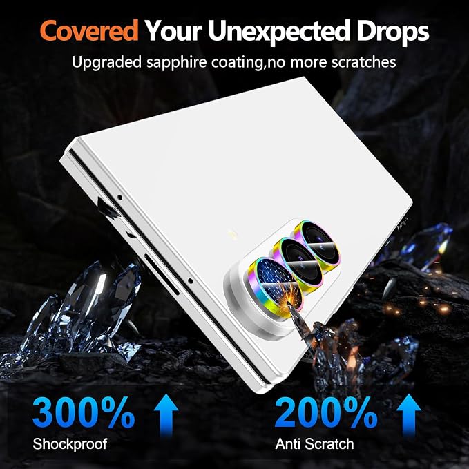 for Samsung Galaxy Z Fold 8 Ultra Camera Lens Protector, Individual Metal Ring Tempered Glass Lens Cover, [Strong Adsorption] Scratch Resistant Ultra-Thin HD Clear Lens Cover, 1 Set-Colorful Ring - Image 5