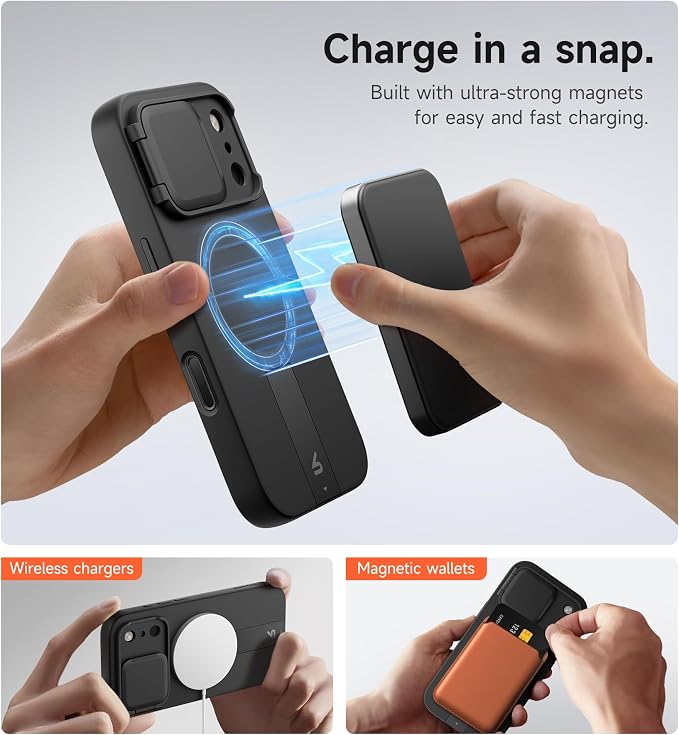 SURITCH for iPhone 17 Pro Max Case with Camera Control Cover, Camera Cover and Adjustable Kickstand, Compatible with MagSafe, Shockproof Bumper Protective Cases 6.9 Inch, Black - Image 3