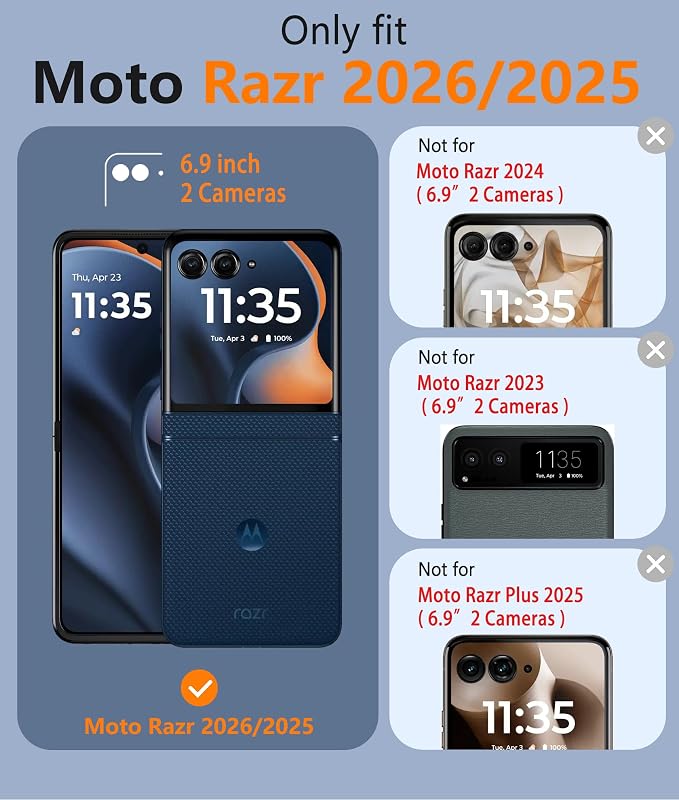 FNTCASE for Motorola Razr 2026/2025 Case, Fit for Magsafe, Hinge Protection | Screen Protector, Translucent Matte Magnetic Back, 18FT Military Grade Drop Proof, Protective Phone Cover, Blue - Image 3