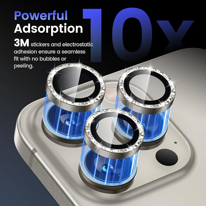Tensea Camera Lens Protector Compatible for iPhone 17 Pro Max/17 Pro/15 Pro Max/15 Pro/16 Pro Max/16 Pro/14 Pro Max/14 Pro, Metal Tempered Glass Cover Camera Screen Protector Accessories,Case Friendly - Image 4