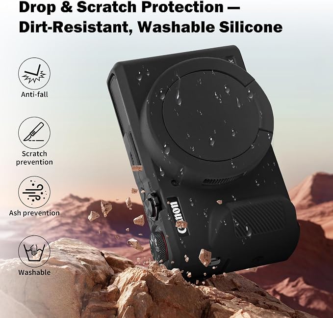 Canon G7X Mark III Case for Canon PowerShot G7 X Mark III Digital | Soft Silicone Case, Removable Lens Cover, 2 Screen Protectors & 1 Wrist Strap, Anti-Scratch, Lightweight Camera Accessories - Image 3
