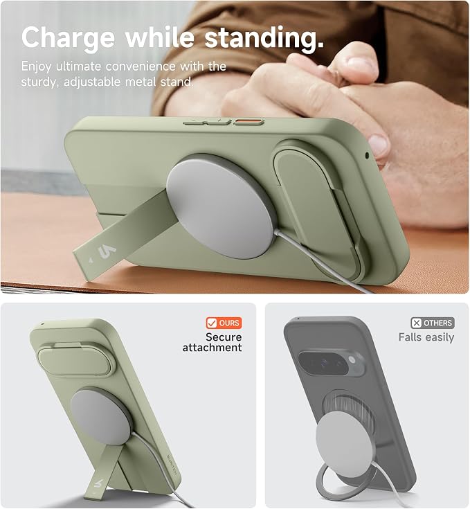 SURITCH for Google Pixel 11/11 Pro Phone Case, Compatible with MagSafe, Protective Cover with Camera Cover & Adjustable Metal Kickstand for Pixel 11/11 Pro 2026 -Sage Green - Image 6
