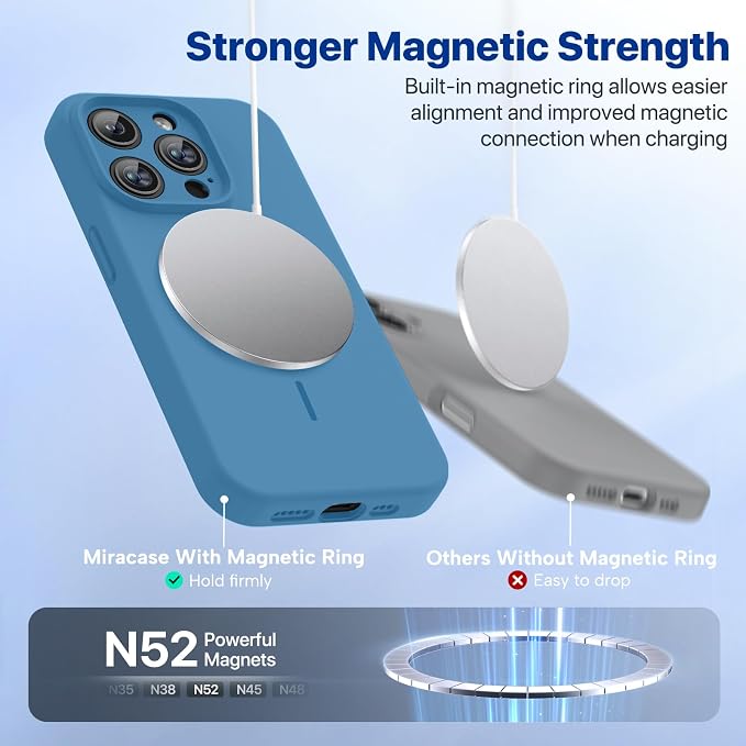 miracase Magnetic for iPhone 15 Pro Max Case, [Soft Anti-Scratch Microfiber Lining], Compatible with MagSafe, Liquid Silicone Case Shockproof Drop Protection Phone Case for 15 ProMax, Capri Blue - Image 4