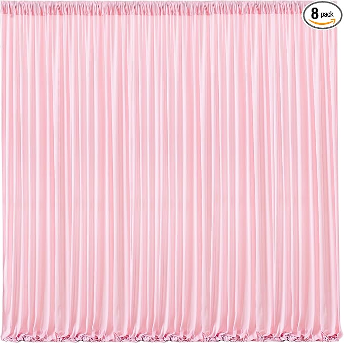 Pink Backdrop Curtains-Wrinkle-Free Polyester Photography Drapes Party Curtain Background for Baby Shower Wedding Decorations- 32 X10FT (Pink) by WishCare