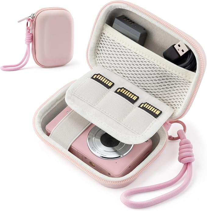 Camera Case for Digital Camera CAMKORY DC403 FHD 1080P/ KODAK PIXPRO FZ55/ FZ45, Small Travel Compact Camera Holder with Mesh Pocket for Accessories SD Card (Pink) by TYSORETY
