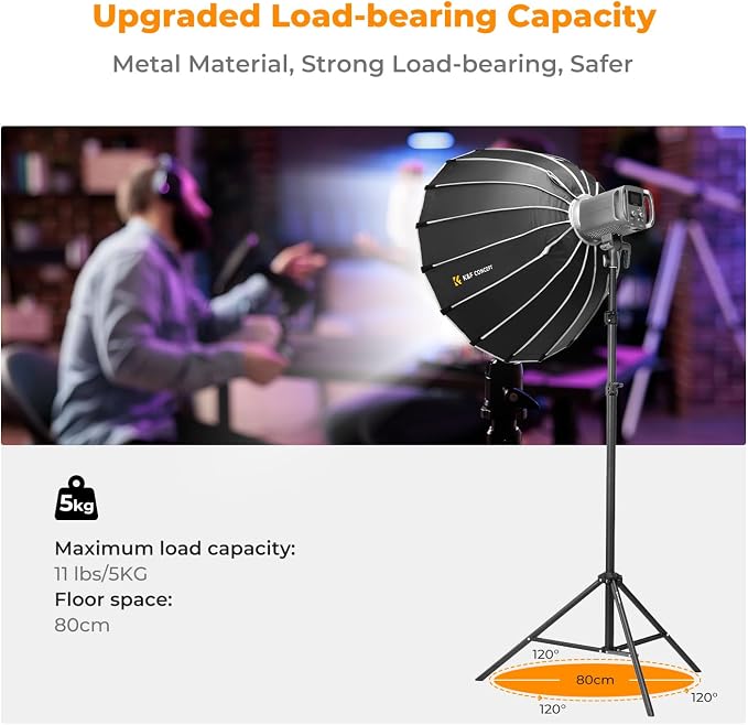 K&F CONCEPT Light Stand for Photography, 7.5ft/2.3M Extendable Tripod | Lighting Tripod with 1/4" Screw for Lighting/Strobe Light/Webcams/Cameras/Softbox, with Storage Bag, TL02 - Image 5