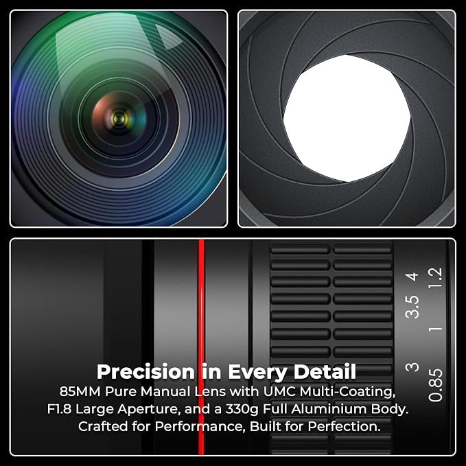 E 85mm f1.8 Portrait Lens - MF for Sony a7 IV/a7 III/ZV-E10/a7R V/a7C II/a7R IV/a7S III/a1/a9 III/a6400/a6100/a9 II/a7 II/a6000/NEX-6/NEX-5/Alpha - Manual Focus Mirrorless Cameras Lenses(E Mount) - Image 5