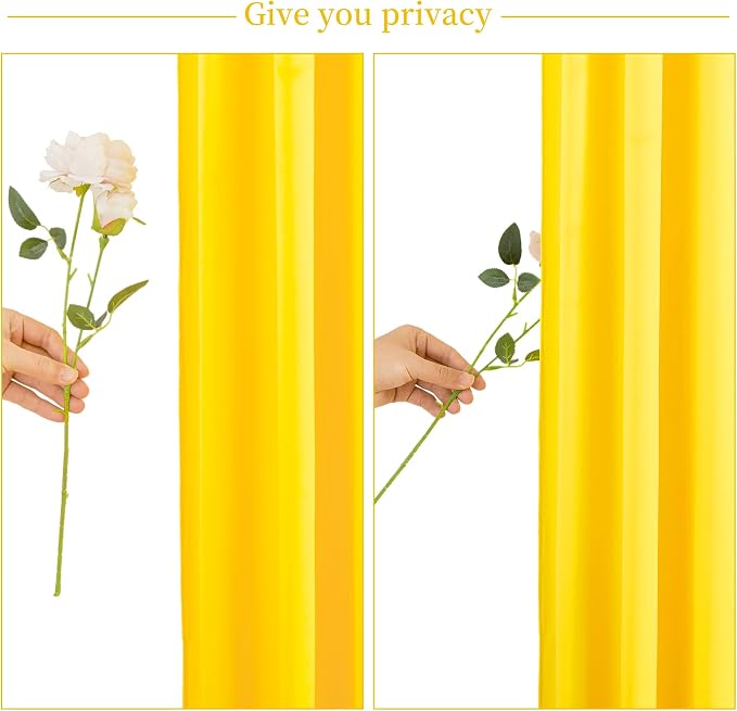 6 Panels Yellow Backdrop Curtain for Parties Wrinkle Free Lemon Yellow Photo Curtains Backdrop Drapes Fabric Decoration for Birthday Party Wedding Baby Shower 30ft(W) x 10ft(H) - Image 7