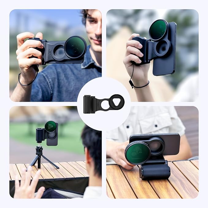 67mm Magnetic Phone Lens Filter Adapter Kit for iPhone 16/15/14 Pro(NOT for Pro Max),UV ND CPL Phone Filter Mount with Universal Smartphone Camera Shutter Grip for Photography(Filters Not Included) - Image 7