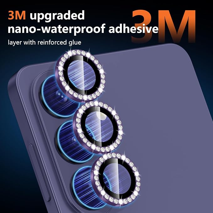 for Samsung Galaxy S26 Camera Lens Protector, Individual Metal Ring Tempered Glass Lens Cover, [Strong Adsorption] Scratch Resistant Ultra-Thin HD Clear Lens Cover, 1 Set-Violet Diamond - Image 4
