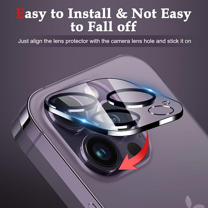 WHPXJY 3-Pack Camera Lens Protector Compatible for iPhone 14 Pro/14 Pro Max Tempered Glass, Ultra HD, Anti Scratch, Easy to Install, Case Friendly, with Night Circle - Image 4