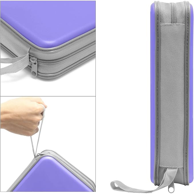 Siveit 80 Capacity CD/DVD Case Holder, Hard Plastic CD DVD Disc Cases Storage Binder for Car Home Office Travel (Lavender) - Image 3