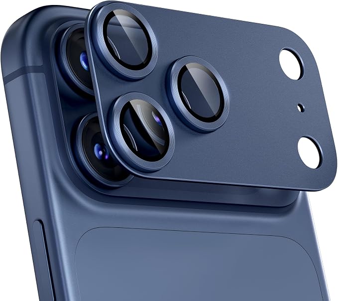 for iPhone 17 Pro Max Camera Lens Protector, Deep Blue | [Military Grade Shatterproof] [Strong Adsorption] [Case Friendly] Matte Metal Tempered Glass Camera Screen Cover Accessories by Beuxece