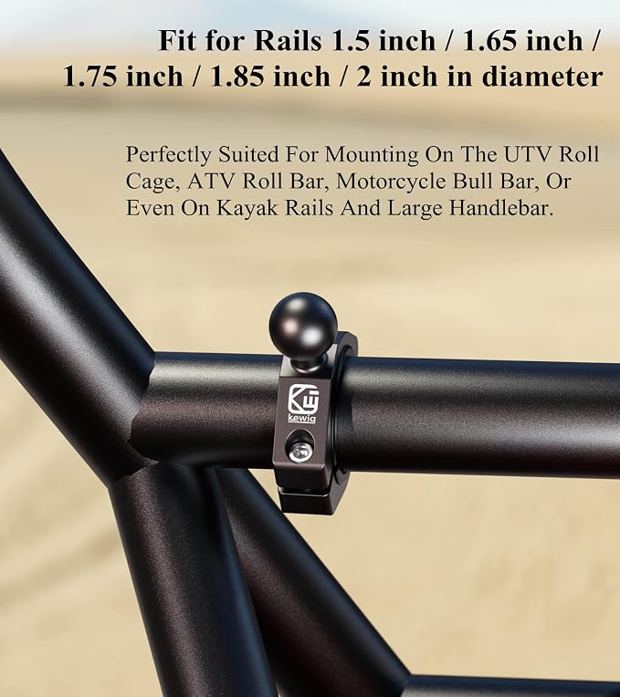 BRCOVAN Aluminum Alloy Large Bar Clamp Mount Base with 1'' TPU Ball | Fit 1.5'' / 1.65'' / 1.75'' / 1.85'' / 2'' Diameter Round Rails, Fit for RAM Mounts B Size 1 Inch Ball Double Socket Arm - Image 5
