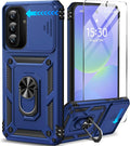 Taisairu for Samsung Galaxy A37 Case/A36 Case with Screen Protector & Slide Camera Lens Cover, Built-in Ring Stand Shockproof Protective Case for Samsung A37 5G Case/Samsung A36 5G Case (Blue) by Taisairu