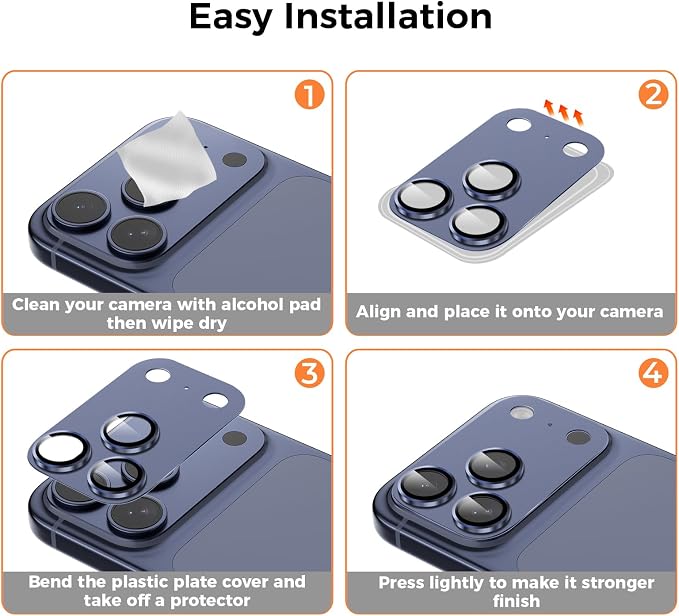 Screen Protector for iPhone 17 Pro Max 6.9-Inch +2 Pack Deep Blue Metal Camera Lens cover Protector - Image 8