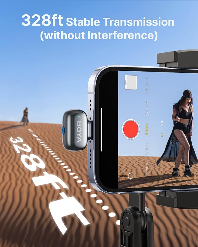 BOYA mini 2 Wireless Lavalier Microphone for iPhone 5-17 & Android Phone | Mini Mic with AI Noise Cancellation, App Control, 30H Battery Life with Charging Case for Recording Vlogging Streaming - Image 9