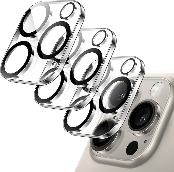 JETech Camera Lens Protector for iPhone 16 Pro/16 Pro Max, 3-Pack | 9H Tempered Glass, HD Clear, Anti-Scratch Protection, Night Shot Compatible, Case-Friendly by JETech