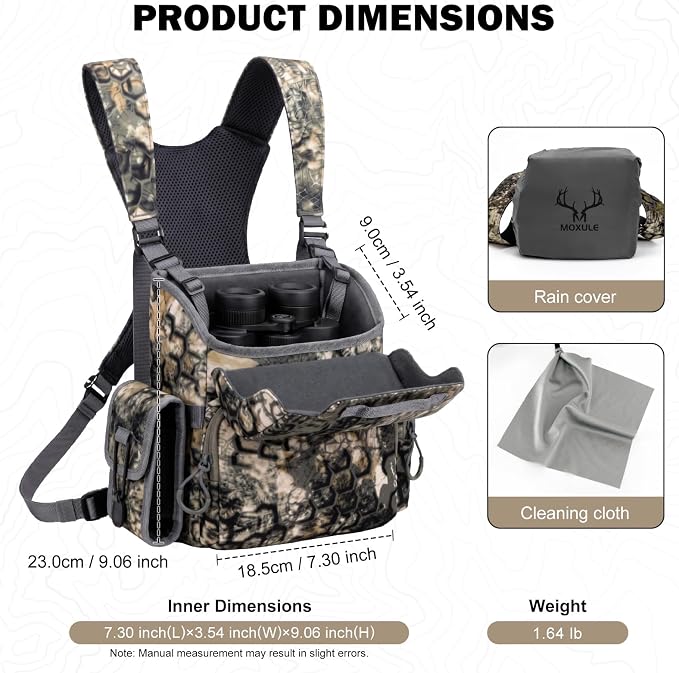 MOXULE Binocular Harness Chest Pack: Bino Case with Rangefinder Pouch XL | Silent magnetic lid, one-handed access, removable pouches, rain cover, MOLLE webbing for hunting hiking bird watching - Image 4