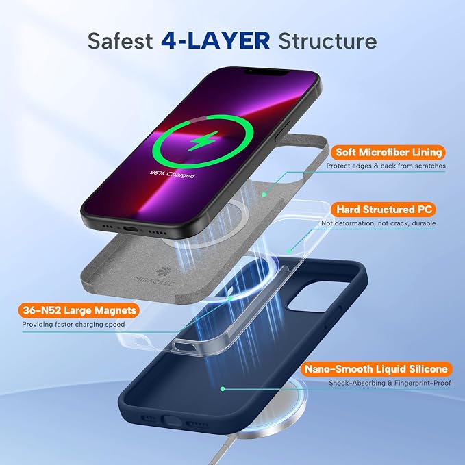 Miracase Magnetic for iPhone 15 Pro Case, Silicone, Soft Microfiber Lining - Image 3