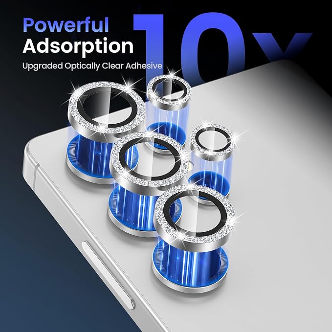 Tensea Compatible with Samsung Galaxy S25 Ultra Camera Lens Protector | 9H Tempered Glass Camera Cover Screen Protector Metal Individual Ring [Installation Tray][Case Friendly] - Image 4