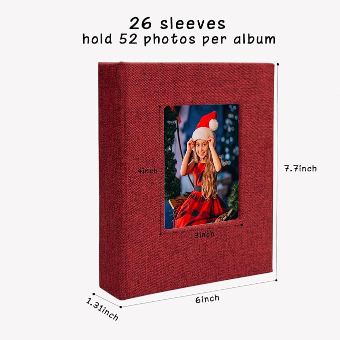 Small Photo Album 5x7, Pack of 2 Linen Picture Book, Each Mini 26-Page Album Holds 52 Photos, Art Presentation Folder for Postcards & Picture Storage - Image 5