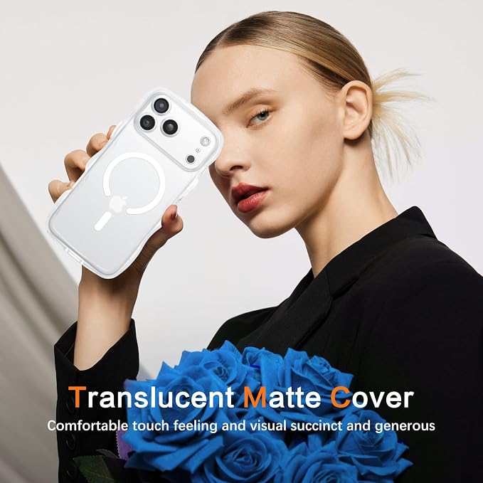 BENTOBEN Magnetic for iPhone 17 Pro Max Case, Cute Wavy [Full Camera Protection][Compatible with MagSafe] Matte Anti-Slip Bumper Women Girls Boys Protective Cover for 17 ProMax 6.9", Clear White - Image 8