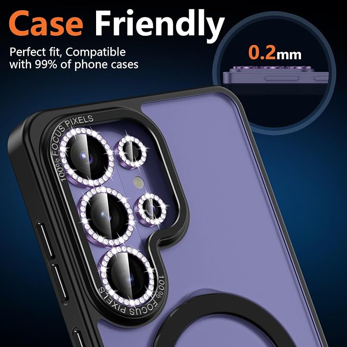 for Samsung Galaxy S26 Ultra Camera Lens Protector, Individual Metal Ring Tempered Glass Lens Cover, [Strong Adsorption] Scratch Resistant Ultra-Thin HD Clear Lens Cover, 1 Set-Violet Diamond - Image 6