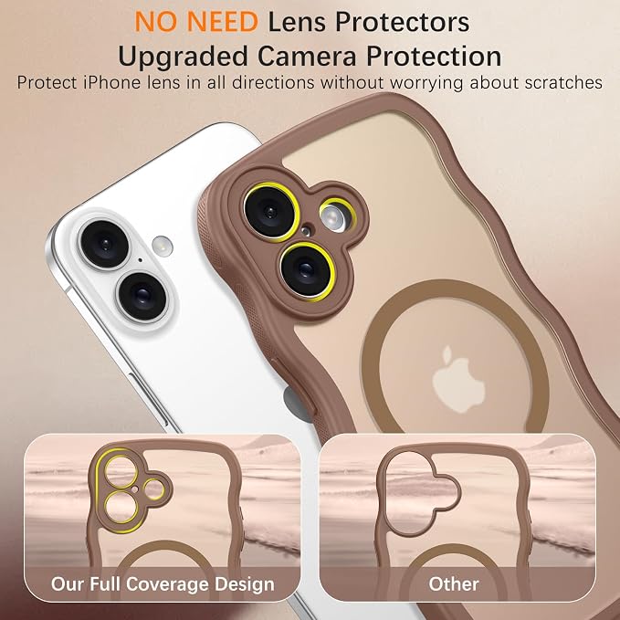 BENTOBEN Magnetic for iPhone 17 Case, Cute Wavy Full Camera Protection [Compatible with MagSafe] Translucent Matte Anti-Slip Bumper Women Girls Boys Protective Cover for 17 6.3", Desert Titanium - Image 7