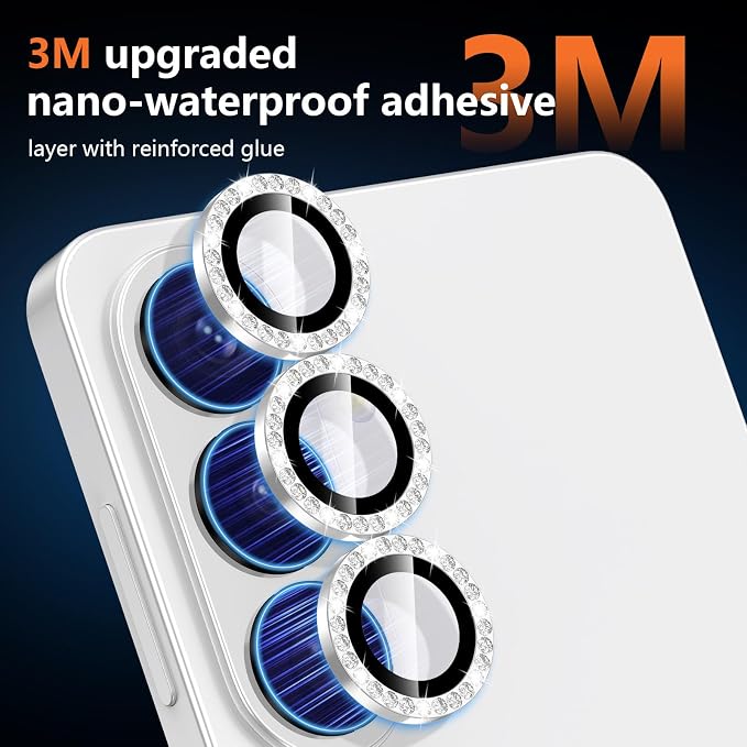 for Samsung Galaxy S26 Plus Camera Lens Protector, Individual Metal Ring Tempered Glass Lens Cover, [Strong Adsorption] Scratch Resistant Ultra-Thin HD Clear Lens Cover, 1 Set-Slivery Diamond - Image 4