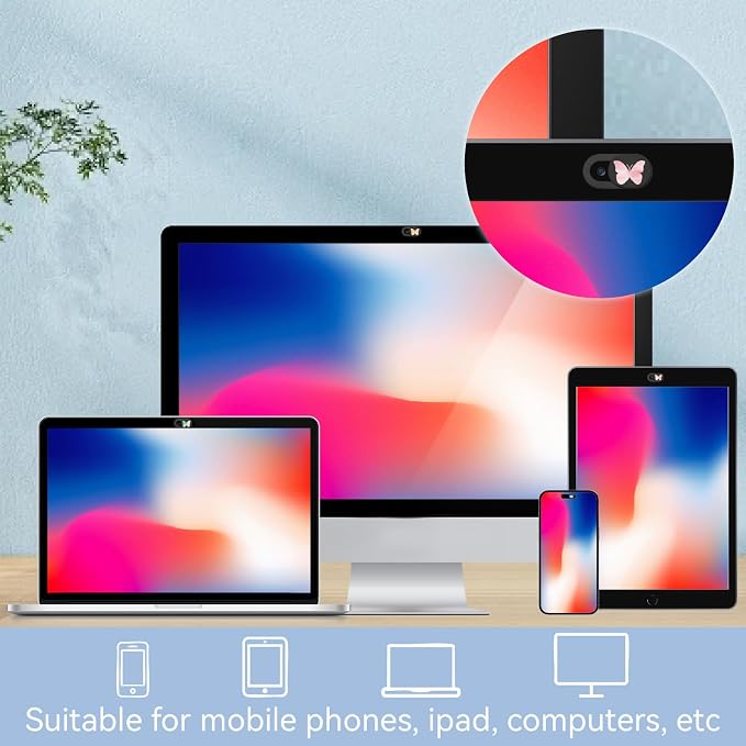 6Pcs Laptop Camera Cover Slide Butterfly 0.04 Inch Ultra Thin Webcam Privacy Cover Security Guard Slide Phone Webcam Protectors for Mini PC Laptop Desktop Computers Notebook Office Use - Image 6