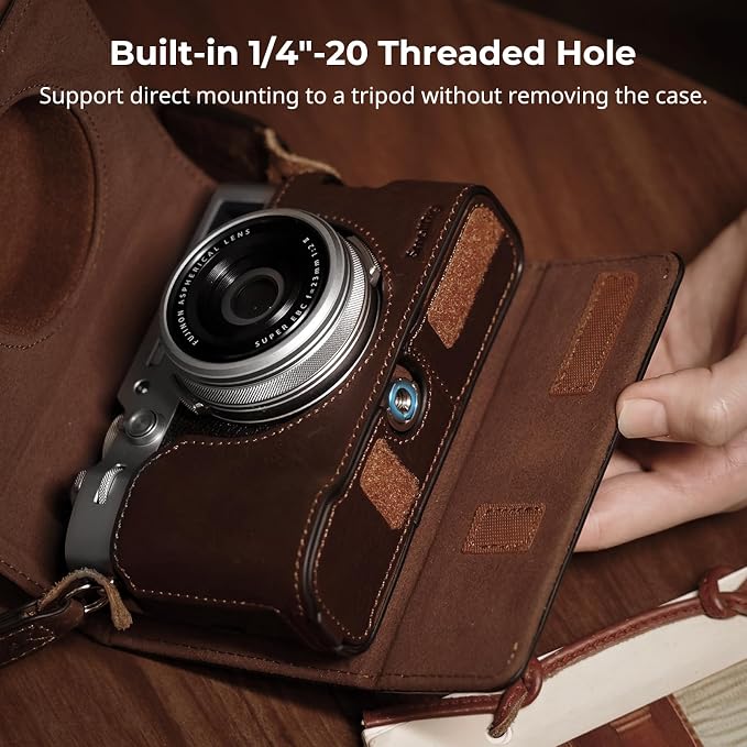 SMALLRIG Leather Half Case for FUJIFILM X100VI, Flip Cover, Shoulder Strap | Genuine Leather Material, Portable and Protecting (Brown) - Image 5