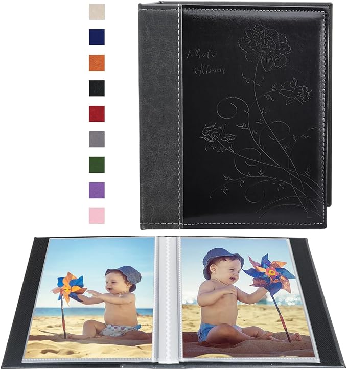 Artmag Photo Album 5x7 Clear Pages Pockets Leather Cover Slip Slide in Photo Album Book Holds 100 Vertical 5x7 Photos Picture Book for Wedding Family (Black) by Artmag