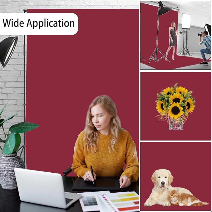 Burgundy Photography Backdrop for Photoshoot, Fabric 5x7ft | Versatile Studio Photo Backgrounds, Non Reflective, Easy to Use, for Portraits, Product, Party, Video Creation - Image 2