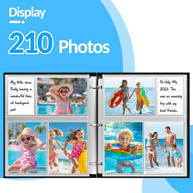 Fabmaker 35 Pack 4x6 Photo Sleeves for 3 Ring Binder, Hold 210 Photos | Clear Plastic Binder Sleeves, Photo Album Refill Pages, Acid Free Archival Page Protector, Binder Inserts for Postcard - Image 2