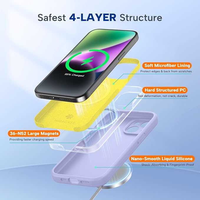 miracase Magnetic for iPhone 14 Plus Case, [Soft Anti-Scratch Microfiber Lining], Compatible with MagSafe, Silicone Shockproof Protection Phone Case for iPhone 14 Plus,Light Purple - Image 5