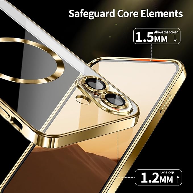 Magnetic Glossy Case for iPhone 17 Air,iPhone 17Air Phone Case Slim Clear Luxury with Screen Protector & Camera Protector [Compatible with MagSafe], Shockproof Cover for iPhone Air 17-Blue - Image 3