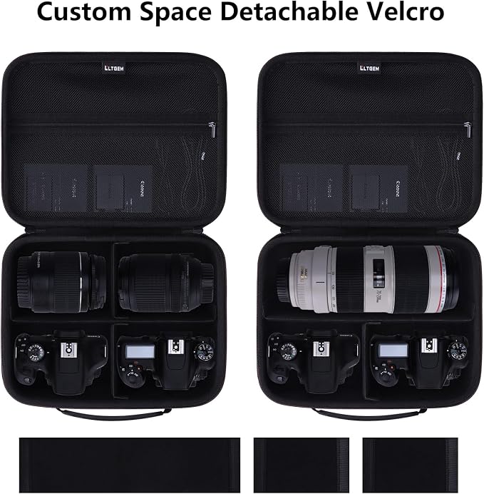 Medium Camera Case Bag for Canon/Sony/Nikon Camera and Multiple Lens Green | Hard Travel Carrying Case Bag for Canon/Sony/Nikon DSLR SLR Mirrorless Camera and Multiple Lens with 3 Dividers - Image 5