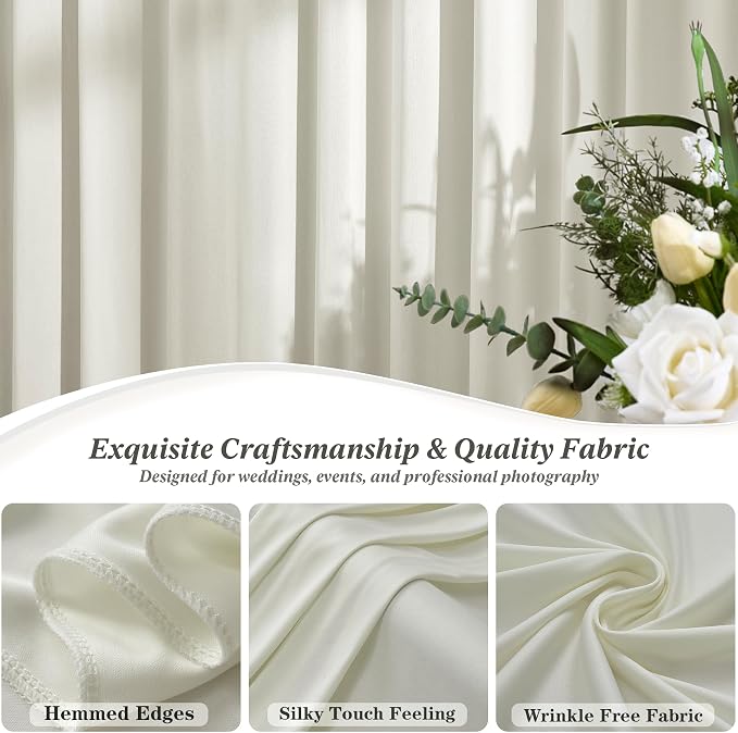 10 ft x 10 ft Wrinkle Free Beige Backdrop Curtain for Parties, 2 Panels 10ft Polyester Beige Photo Backdrop Drapes for Graduation Birthday Wedding Party Stage Curtains - Image 2