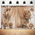5X3ft Boho Floral Wedding Backdrop Wall Background Photography Beige Vintage Flowers Backdrops for Parties Wedding, Girls Birthday Princess Weeding Bridal Shower Floral Anniversary Ceremony Decor by JAWO