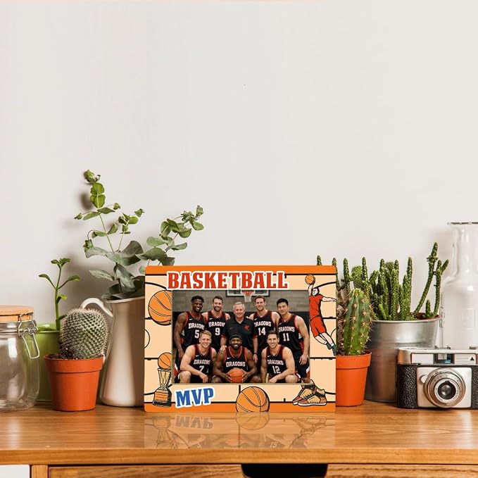 Basketball Picture Frame, MVP Player Sports Themed Photo Frame for 4x6 Inches Photos, Tabletop Display Frames to Basketball Players and Coaches, Sports Decor for Home - Image 5
