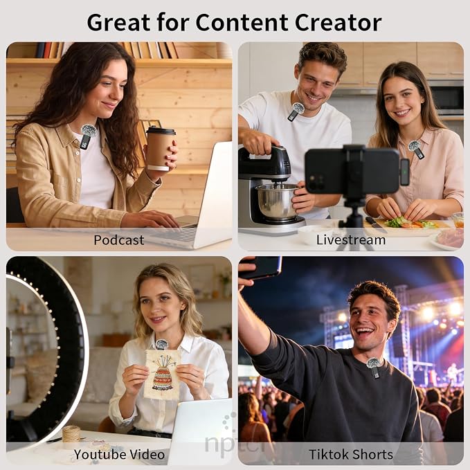 NPTCL Wireless Lavalier Microphone for iPhone iPad Android, Mini USB C Mic | 24H Charging Case, Digital Charge Display, Noise Reduction for Content Creator Video Recording Vlog Podcast YouTube TikTok - Image 5