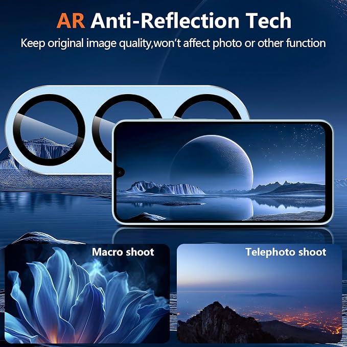 for Samsung Galaxy A17 Camera Lens Protector, Individual Metal Ring Tempered Glass Lens Cover, [Strong Adsorption] Scratch Resistant Ultra-Thin HD Clear Lens Cover, 1 Set-Blue - Image 3