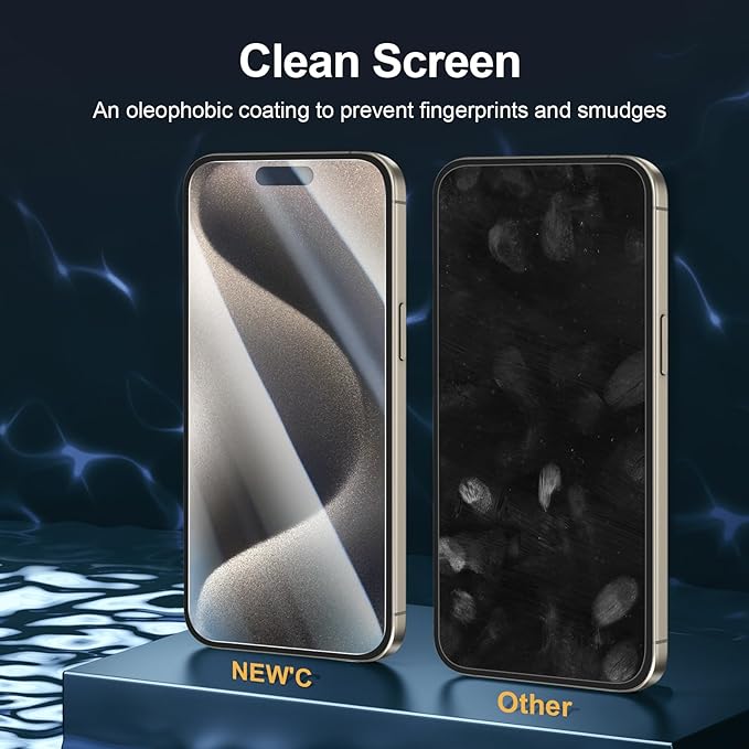 NEW'C 3x for iPhone 15 Pro Max Screen Protector (6.7 inches)+ 3x Camera Lens Protector, Sensor Protection, Case Friendly Tempered Glass Film + Dust Plug- Easy installation tool include - Image 5